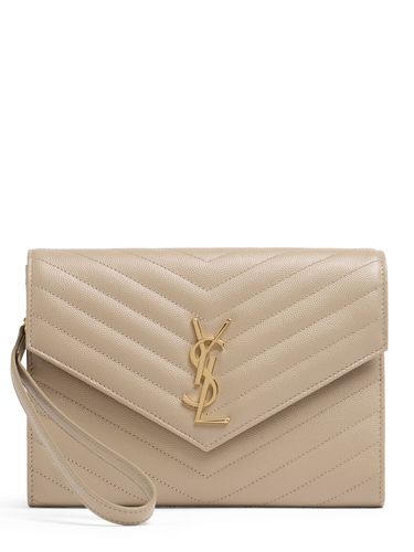 Cassandre Leather Clutch - SAINT LAURENT - Modalova