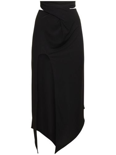 Fluid Jersey Crossed Waist Midi Skirt - ALESSANDRO VIGILANTE - Modalova