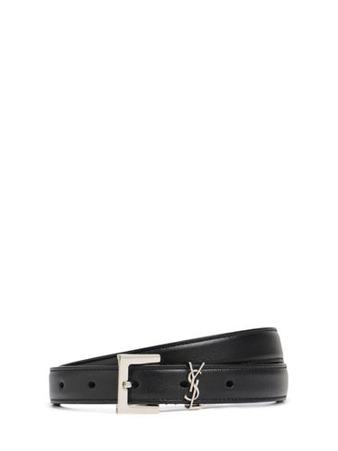 Mm Monogram Leather Belt - SAINT LAURENT - Modalova