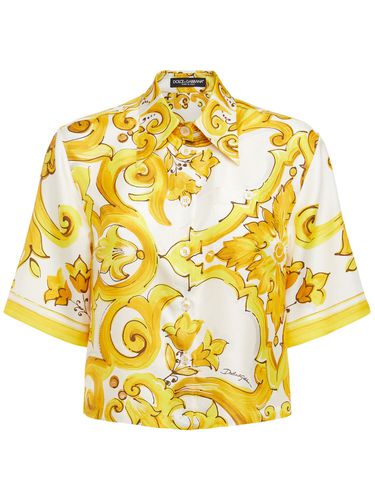 Camicia In Seta Stampa Maiolica - DOLCE & GABBANA - Modalova