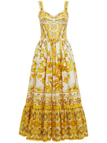 Maiolica Printed Poplin Midi Dress - DOLCE & GABBANA - Modalova