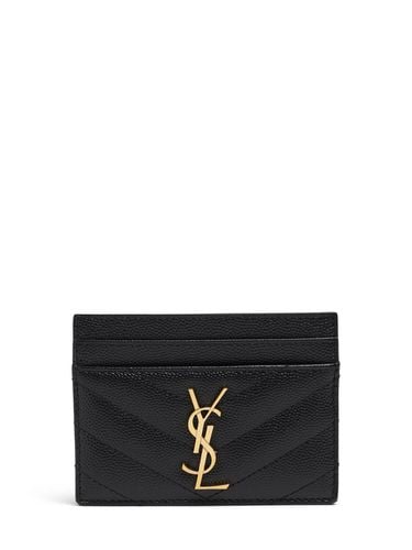 Monogram Grained Leather Card Holder - SAINT LAURENT - Modalova