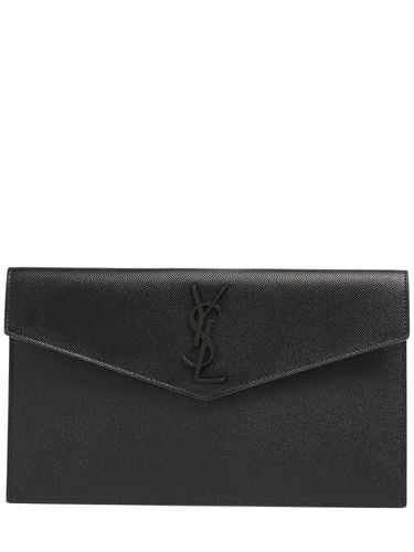 Uptown Leather Clutch - SAINT LAURENT - Modalova