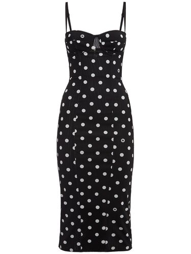 Polka Dots Printed Midi Dress - DOLCE & GABBANA - Modalova