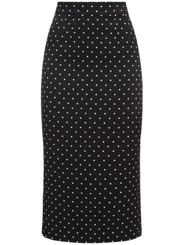 Polka Dots Logo Silk Midi Skirt - DOLCE & GABBANA - Modalova