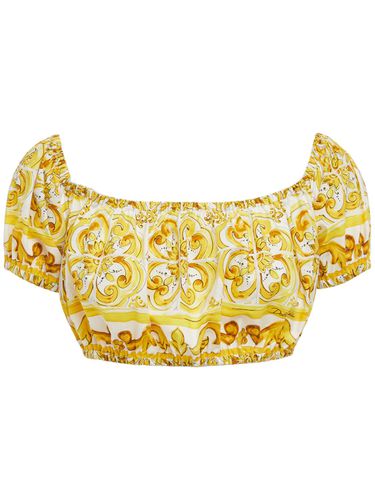 Maiolica Printed Poplin Cropped Top - DOLCE & GABBANA - Modalova