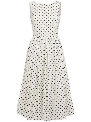 Polka Dots Sleeveless Cotton Midi Dress - DOLCE & GABBANA - Modalova