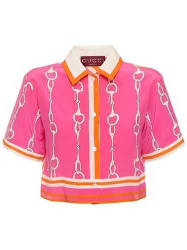 Horsebit Silk Crop Shirt - GUCCI - Modalova