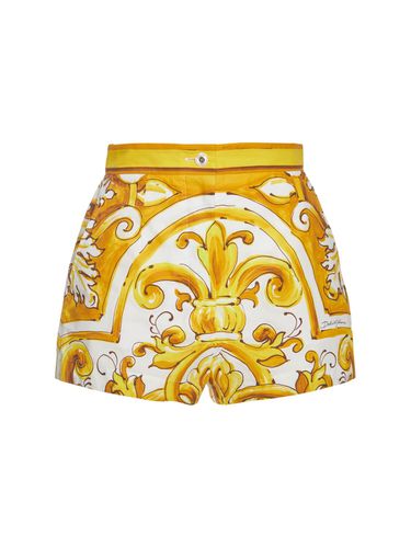 Maiolica Printed Poplin Shorts - DOLCE & GABBANA - Modalova