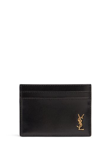 Monogram Detail Leather Card Holder - SAINT LAURENT - Modalova