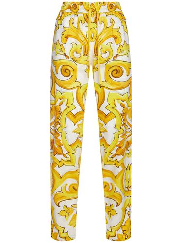 Printed Elastic Waist Wide Pants - DOLCE & GABBANA - Modalova