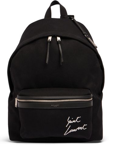 Embroidered Detail Canvas Backpack - SAINT LAURENT - Modalova