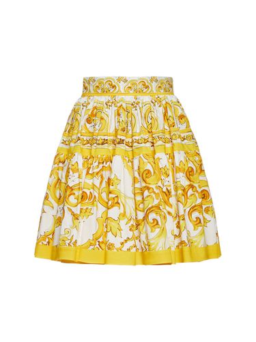 Maiolica Printed Poplin Mini Skirt - DOLCE & GABBANA - Modalova