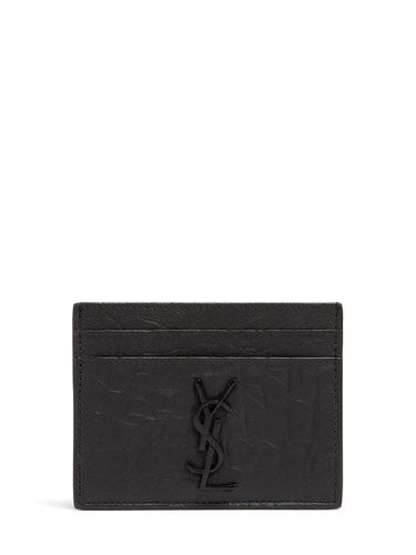 Croc Embossed Leather Card Holder - SAINT LAURENT - Modalova