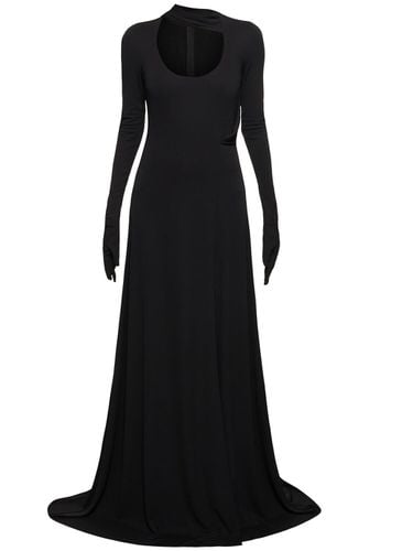 Fluid Jersey Long Sleeve Long Dress - ALESSANDRO VIGILANTE - Modalova