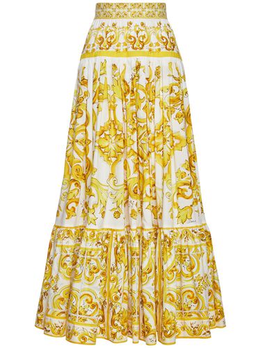 Maiolica Printed Poplin Long Skirt - DOLCE & GABBANA - Modalova