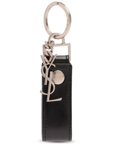 Monogram Leather Keyring W/ Charm - SAINT LAURENT - Modalova