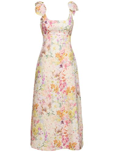 Harmony Floral Self-tie Linen Midi Dress - ZIMMERMANN - Modalova