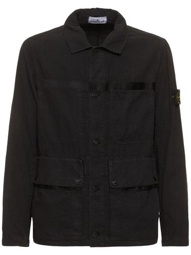 Linen & Nylon Field Jacket - STONE ISLAND - Modalova