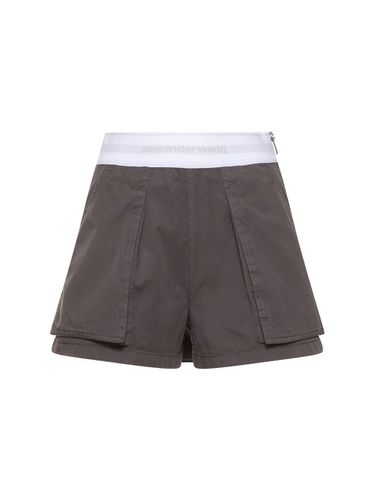 High Waist Cotton Cargo Shorts - ALEXANDER WANG - Modalova