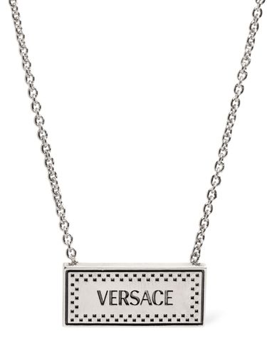 Metallhalskette Mit Logoplakette - VERSACE - Modalova