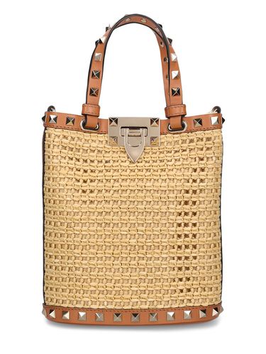 Rockstud Raffia Effect Bucket Bag - VALENTINO GARAVANI - Modalova