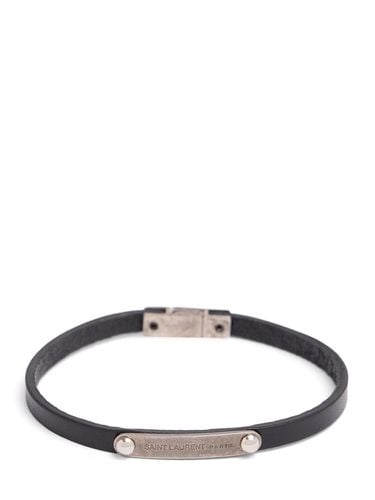 Ysl Logo Tag Leather Bracelet - SAINT LAURENT - Modalova