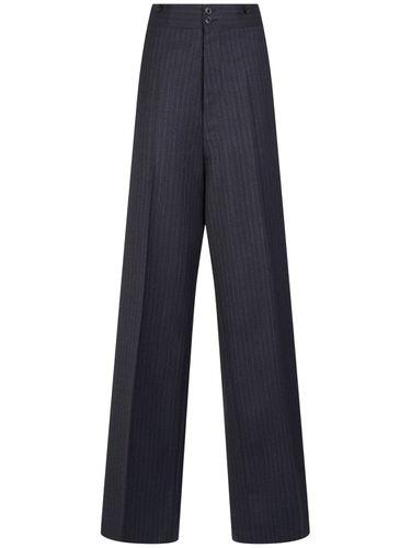 Pinstripe Wool Wide Leg Pants - MAISON MARGIELA - Modalova