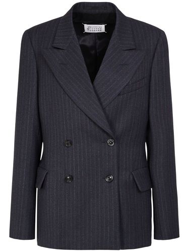 Double Breast Pinstripe Wool Blazer - MAISON MARGIELA - Modalova