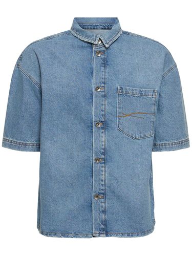 Short Sleeve Light Denim Shirt - FLÂNEUR - Modalova