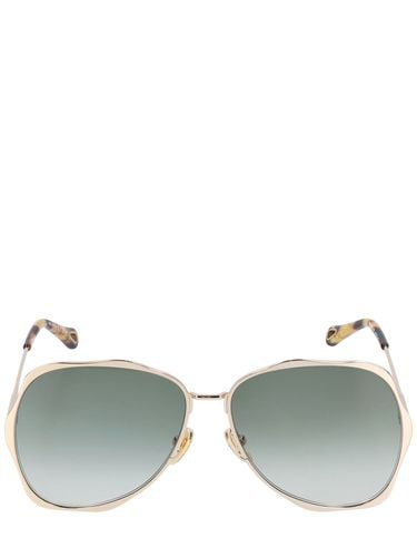 Oval Oversize Metal Sunglasses - CHLOÉ - Modalova