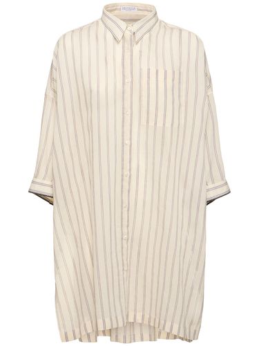 Striped Cotton & Silk Shirt - BRUNELLO CUCINELLI - Modalova