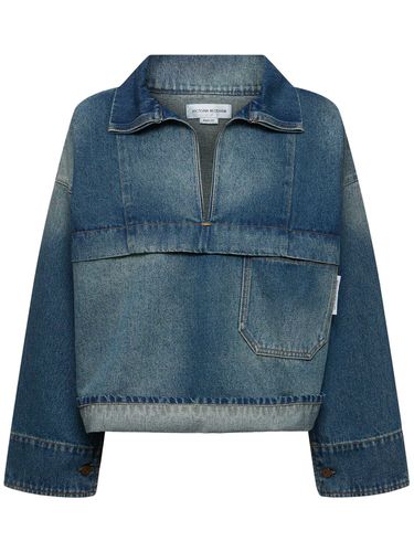 Oversized Cotton Denim Tunic Shirt - VICTORIA BECKHAM - Modalova