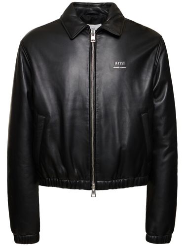 Padded Leather Zip Jacket - AMI PARIS - Modalova