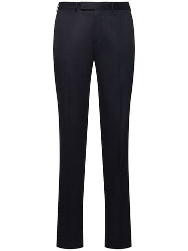 Cotton Blend Flat Front Slim Pants - ZEGNA - Modalova