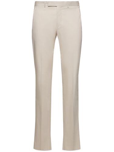 Cotton Flat Front Slim Pants - ZEGNA - Modalova