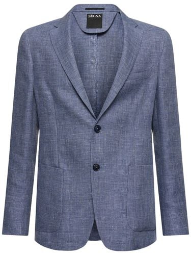 Linen & Cotton Single Breasted Blazer - ZEGNA - Modalova