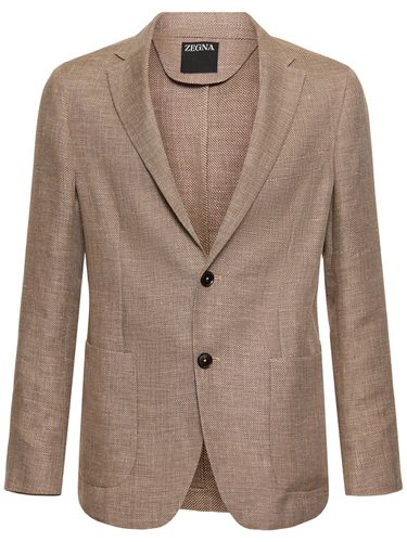 Linen & Cotton Single Breasted Blazer - ZEGNA - Modalova