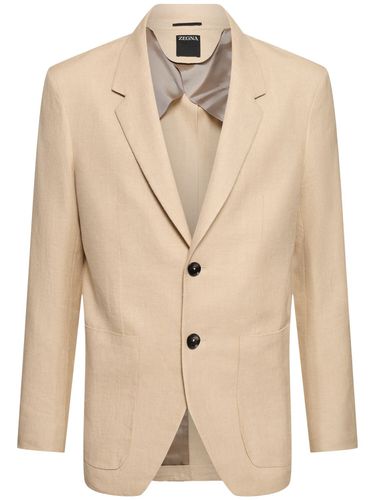 Linen & Wool Single Breasted Blazer - ZEGNA - Modalova