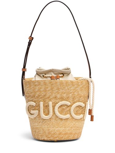 Small Raffia Shoulder Bag W/ Logo - GUCCI - Modalova