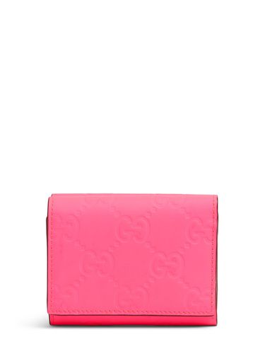 Rubberized Leather Gg Wallet - GUCCI - Modalova