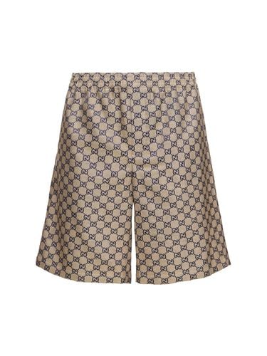 Gg Linen Blend Shorts - GUCCI - Modalova