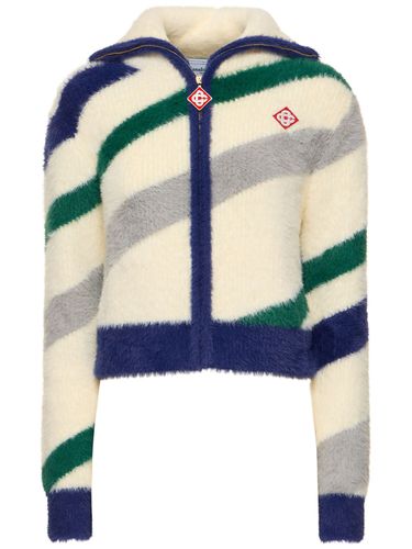 Striped Fluffy Zip-up Top - CASABLANCA - Modalova