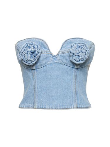 Cotton Denim Corset W/ Flowers - MAGDA BUTRYM - Modalova