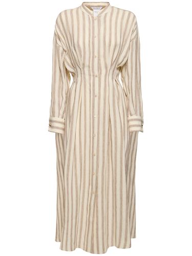 Striped Linen Canvas Long Shirt Dress - MAX MARA - Modalova