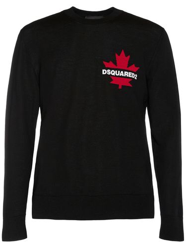 Logo Jacquard Wool Crewneck Sweater - DSQUARED2 - Modalova