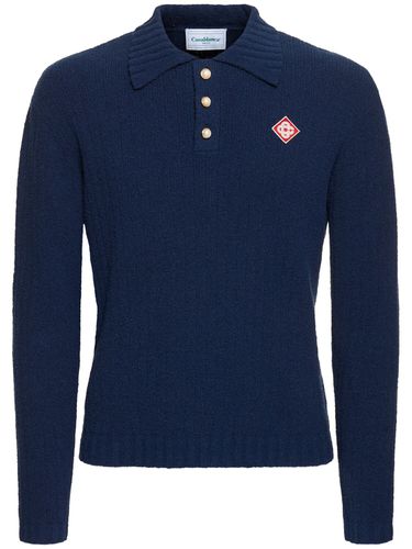 Bouclé Cotton Blend Knit Polo - CASABLANCA - Modalova