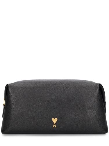 Paris Paris Grained Leather Pouch - AMI PARIS - Modalova