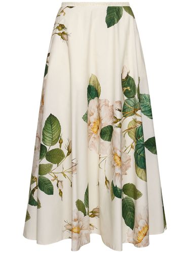 Printed Cotton Poplin Midi Skirt - GIAMBATTISTA VALLI - Modalova