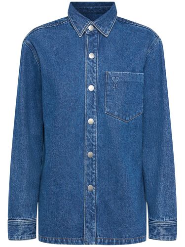 Cotton Denim Overshirt - AMI PARIS - Modalova